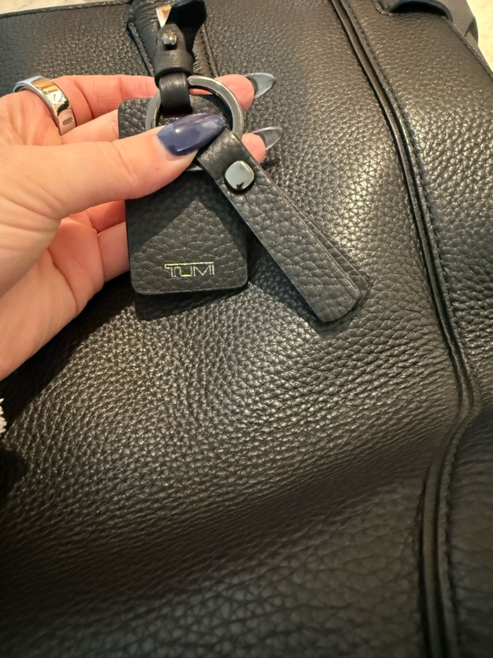 TUMI Black Leather Travel Tote Bag - Picture 2 of 10